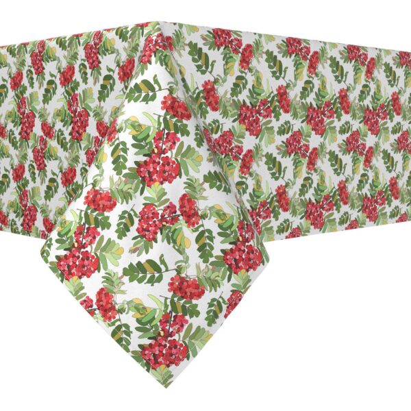 Rectangular Tablecloth, 100% Polyester, 60x120 , Decorative Red Berries