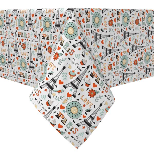 Rectangular Tablecloth, 100% Cotton, 60x104 , Colorful Paris Design