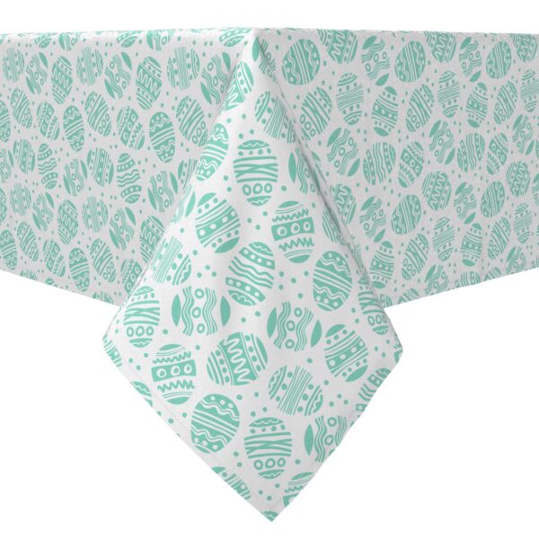 Rectangular Tablecloth, 100% Cotton, Green Patterned Eggs