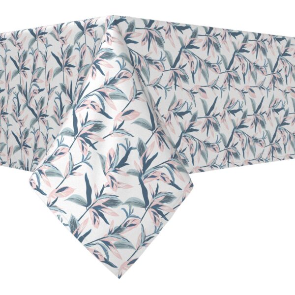 Rectangular Tablecloth, 100% Cotton, 60x120 , Pastel Tropical Leaves