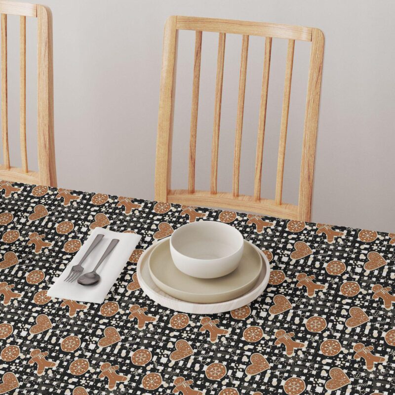 Rectangular Tablecloth, 100% Polyester, 60x84 , Gingerbread Plaid - Image 4