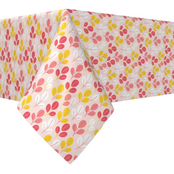 Rectangular Tablecloth, 100% Cotton, 52x104 , Doodle Pink Leaves