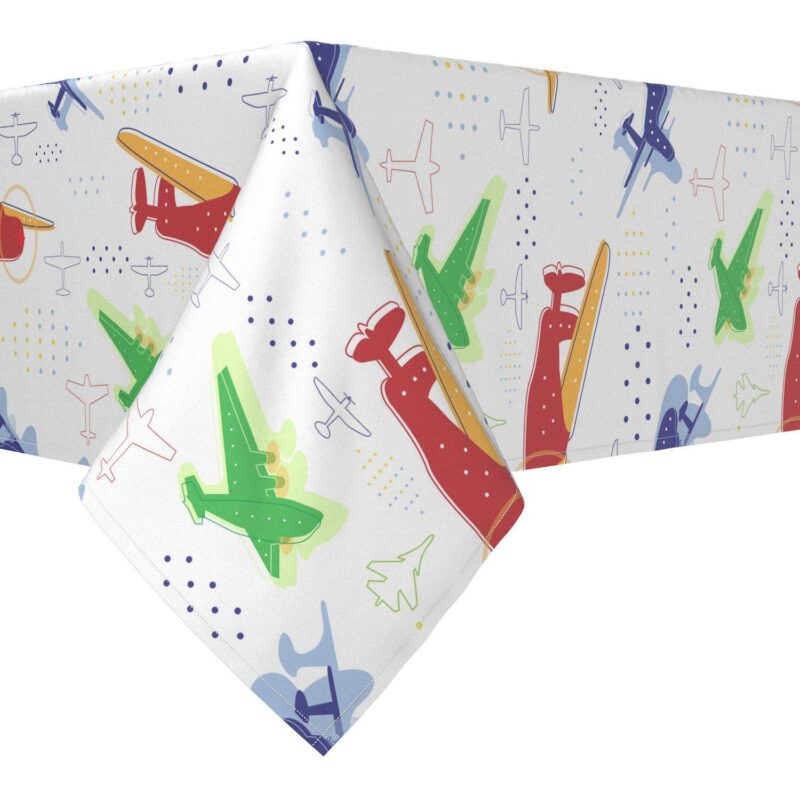 Rectangular Tablecloth, 100% Polyester, 60x104 , Airplane Design