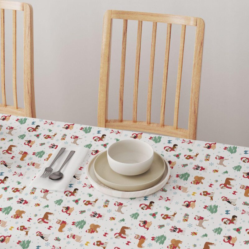 Rectangular Tablecloth, 100% Cotton, 52x84 , Holiday Dogs - Image 4