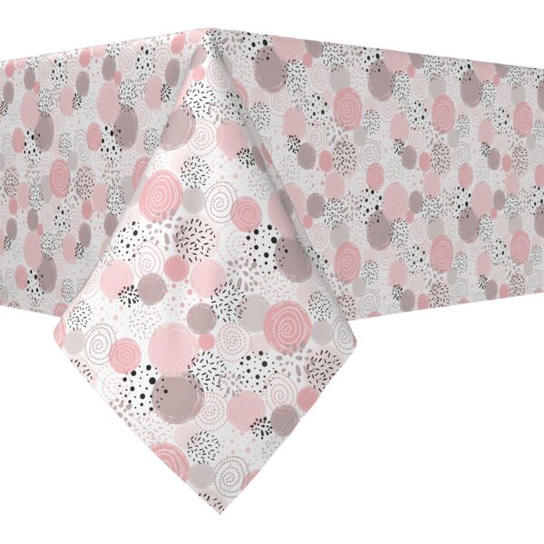 Rectangular Tablecloth, 100% Cotton, 60x84 , Decorated in Pink Dots