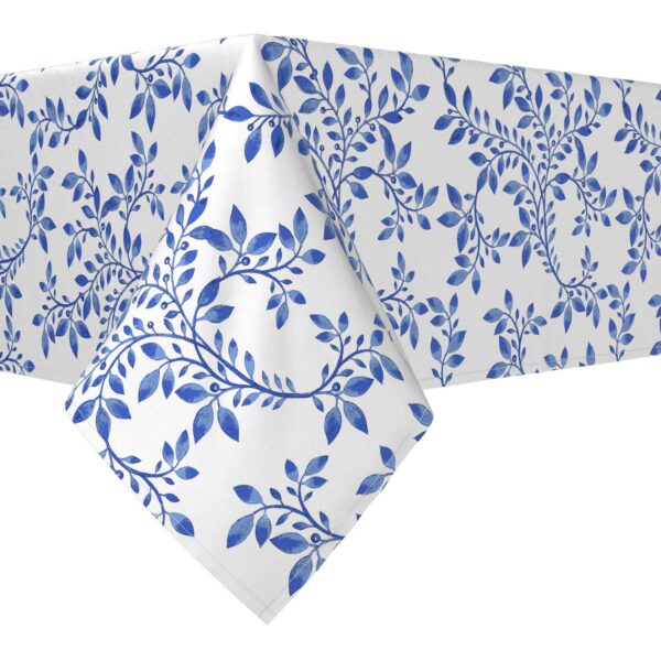 Rectangular Tablecloth, 100% Cotton, 60x84 , Swirly Blue Vines