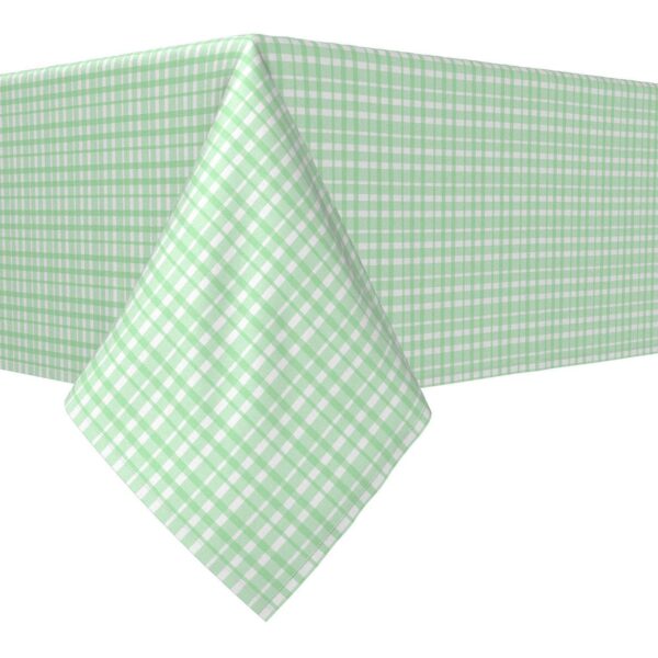 Rectangular Tablecloth, 100% Cotton, 52x120 , Vintage Green Check