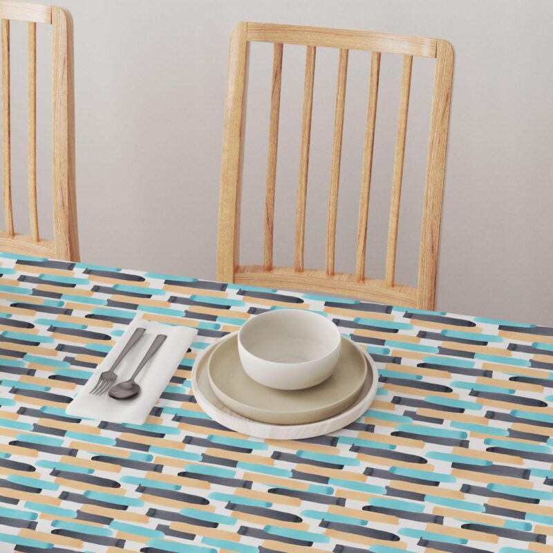 Rectangular Tablecloth, 100% Polyester, 60x84 , Geometric Brush Stroke Stripe - Image 4