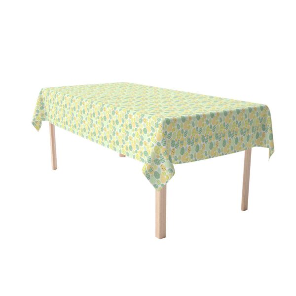 Rectangular Tablecloth, 100% Cotton, 52x120 , Green and Yellow Pastel Easter Eggs