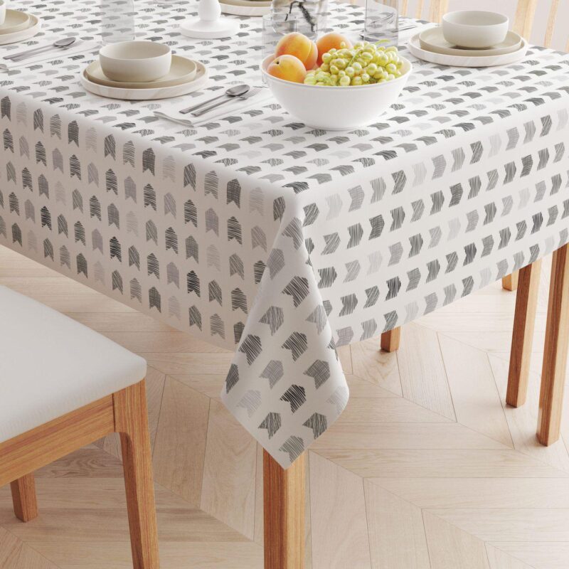 Rectangular Tablecloth, 100% Polyester, 60x120 , Grey Geometric Arrows - Image 2