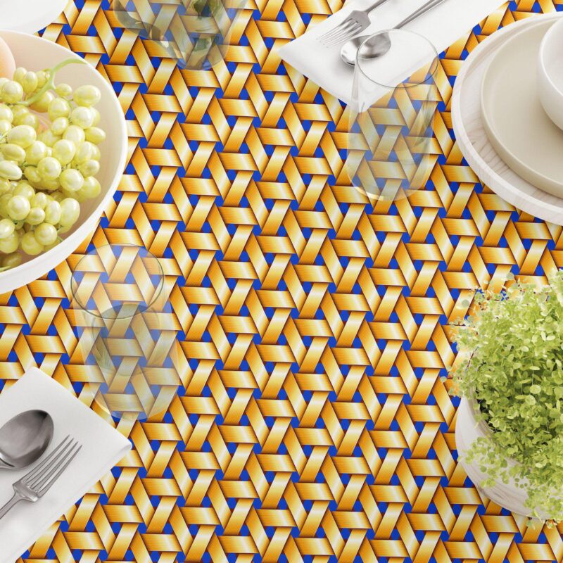 Rectangular Tablecloth, 100% Polyester, 60x84 , Handmade Straw Wicker - Image 3