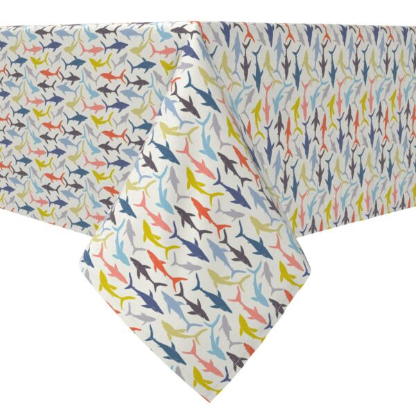 Rectangular Tablecloth, 100% Cotton, Shark Waters