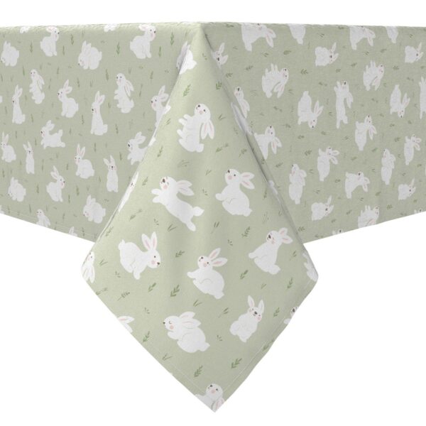 Rectangular Tablecloth, 100% Cotton, Bunnies in the Grass