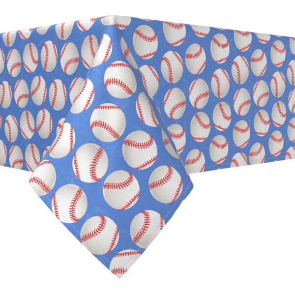 Rectangular Tablecloth, 100% Polyester, 60x120 , Baseballs Blue