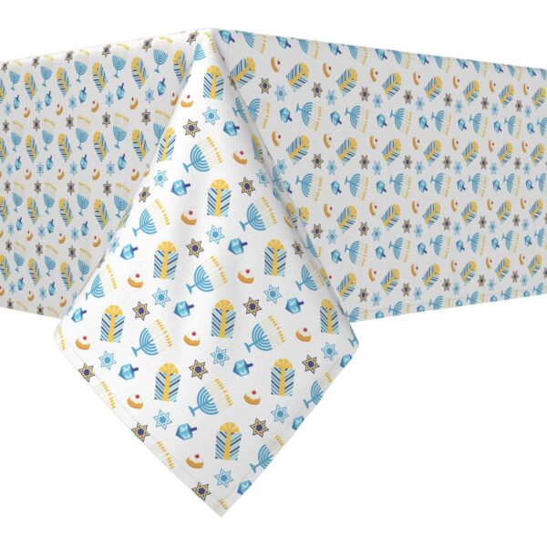 Rectangular Tablecloth, 100% Polyester, 60x120 , Cute Menorahs and Stars