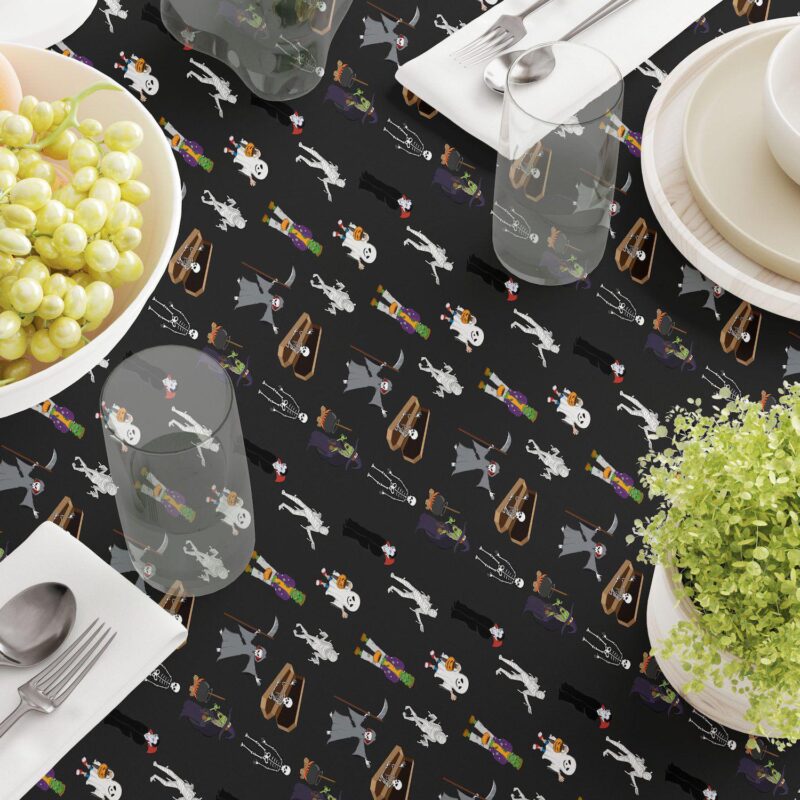 Rectangular Tablecloth, 100% Polyester, 60x104 , Halloween Usual Characters - Image 3