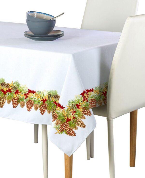 Rectangular Tablecloth, 100% Polyester, 60x120 , Hanging Pinecones Garland