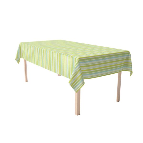 Rectangular Tablecloth, 100% Polyester, 60x104 , Green Stripes and Ink Splatter