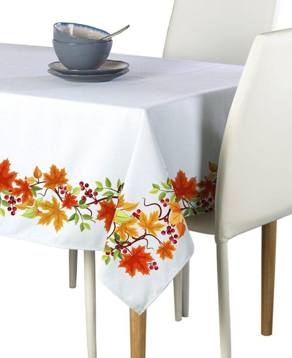 Rectangular Tablecloth, 100% Polyester, 60x104 , Autumn Leaves Border