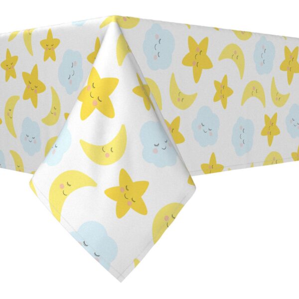 Rectangular Tablecloth, 100% Cotton, 52x104 , Sleepy Time Clouds, Stars and Moons