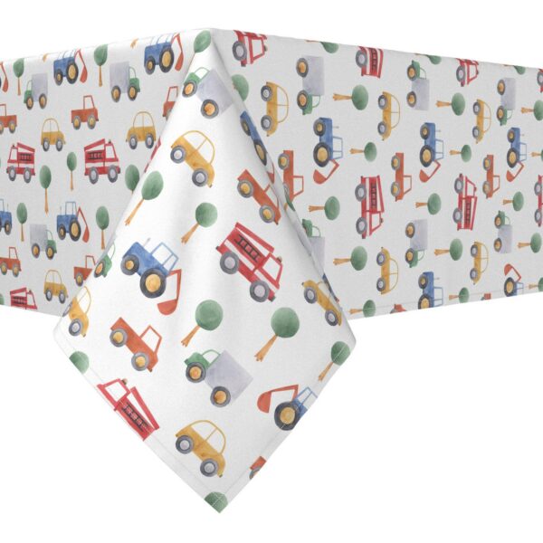 Rectangular Tablecloth, 100% Polyester, 60x84 , Trucks, Tractors and Cars