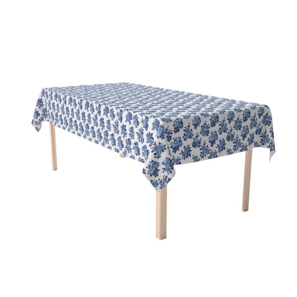 Rectangular Tablecloth, 100% Cotton, 52x104 , Blue Floral and Dots