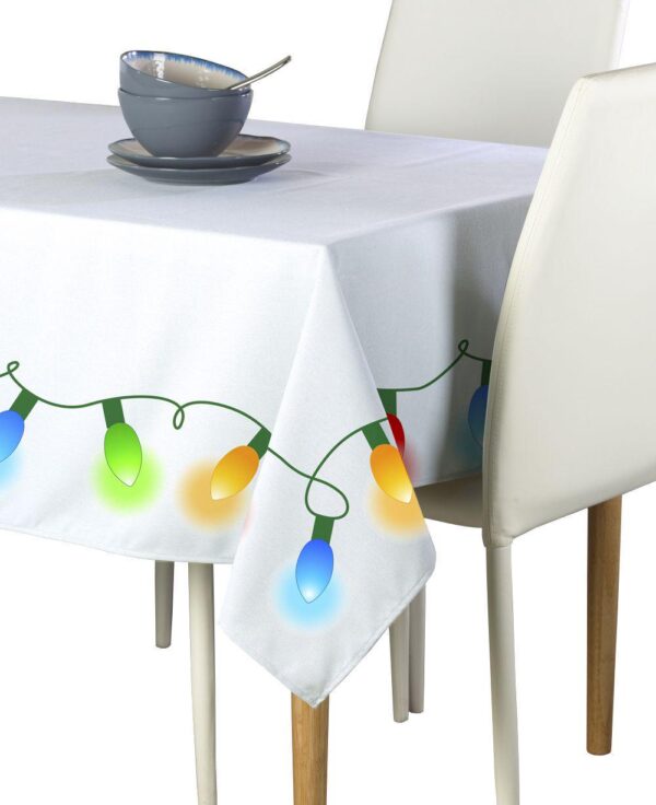 Rectangular Tablecloth, 100% Polyester, 60x84 , Christmas Lights Garland