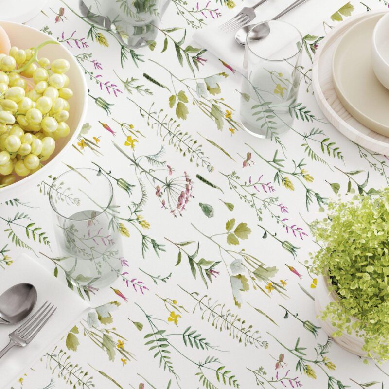Rectangular Tablecloth, 100% Cotton, 52x84 , Botanical Stripe - Image 3