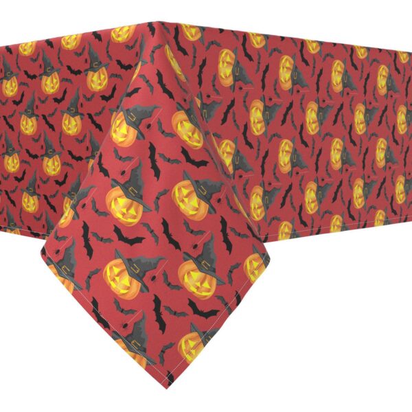 Rectangular Tablecloth, 100% Polyester, 60x120 , Pumpkin in Hats and Bats