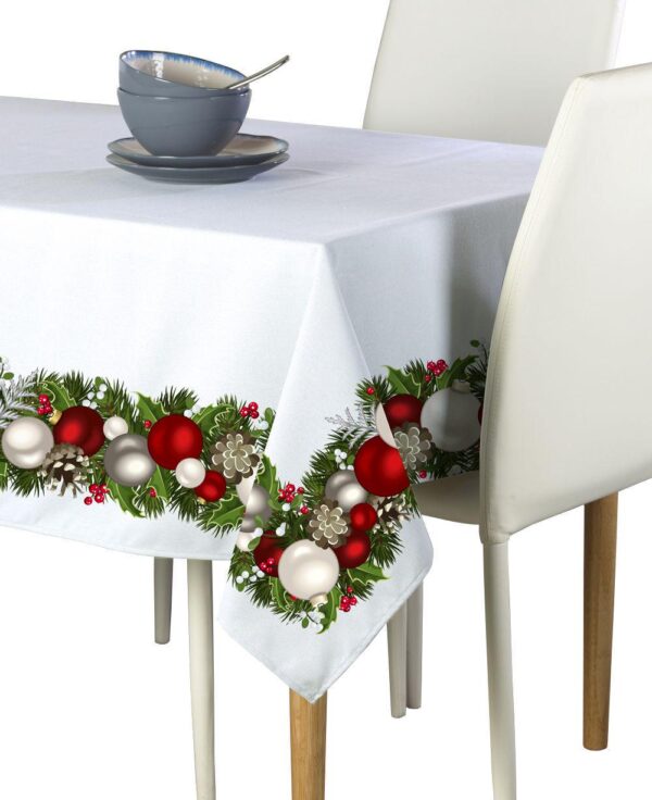 Rectangular Tablecloth, 100% Polyester, 60x104 , Christmas Garland Border