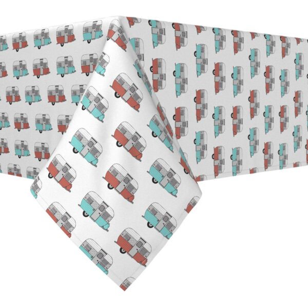 Rectangular Tablecloth, 100% Cotton, 60x84 , Retro Trailer Camper