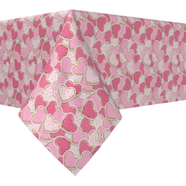 Rectangular Tablecloth, 100% Polyester, 60x120 , Decorated Heart Shaped Cookies