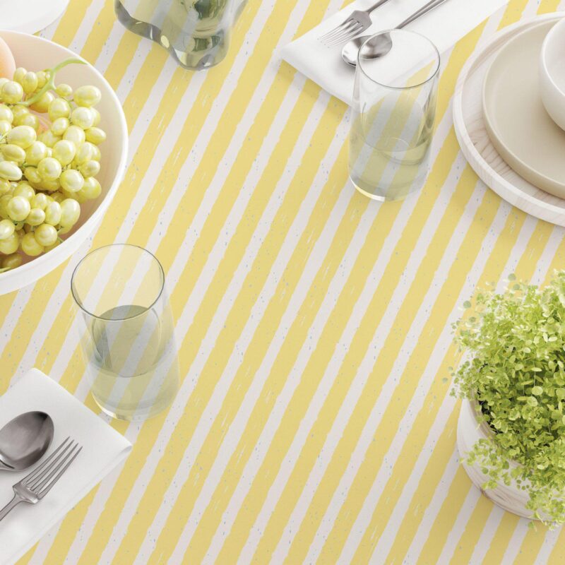 Rectangular Tablecloth, 100% Polyester, 60x84 , Lemonade Stripe - Image 3