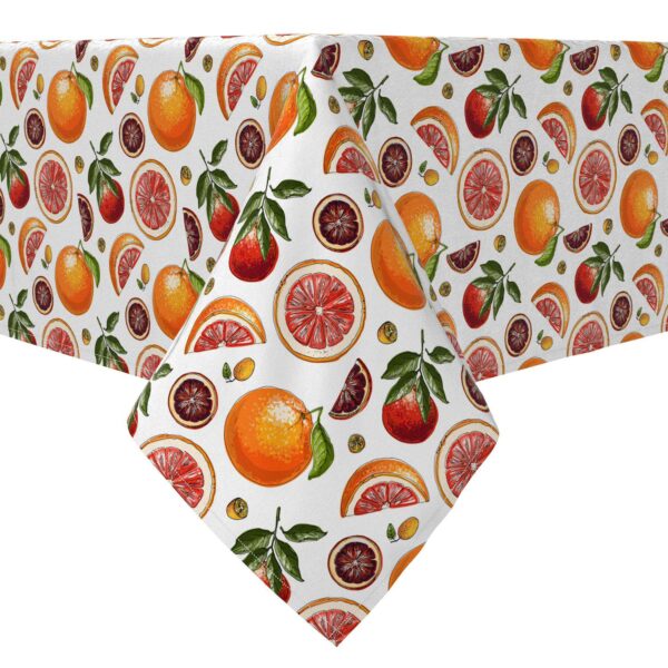 Rectangular Tablecloth, 100% Cotton, Sketches of Citrus Fruits