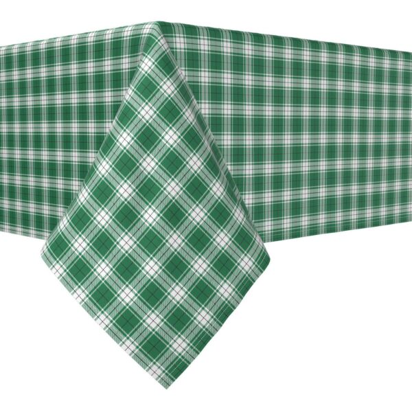 Rectangular Tablecloth, 100% Cotton, 60x84 , Christmas Green Plaid