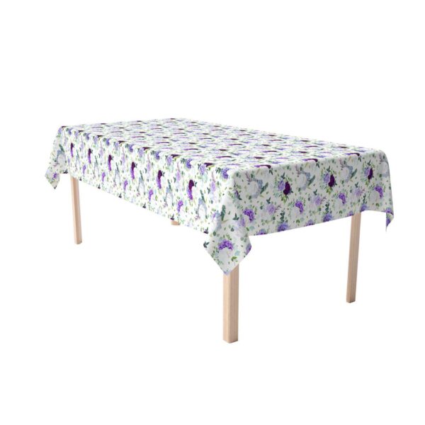 Rectangular Tablecloth, 100% Cotton, 60x120 , Purple and White Hydrangeas