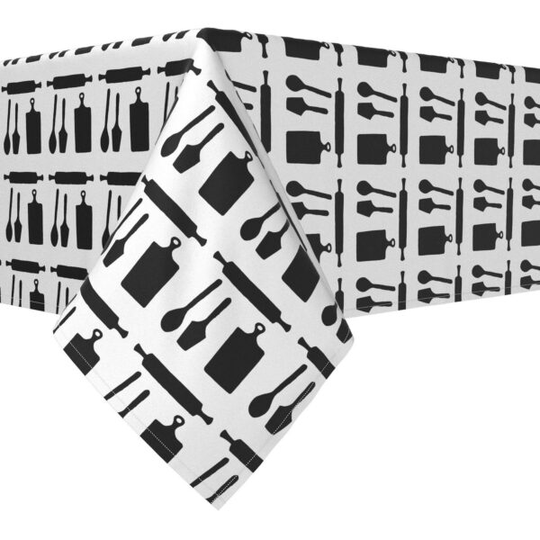 Rectangular Tablecloth, 100% Cotton, 52x104 , Kitchen Icons Black