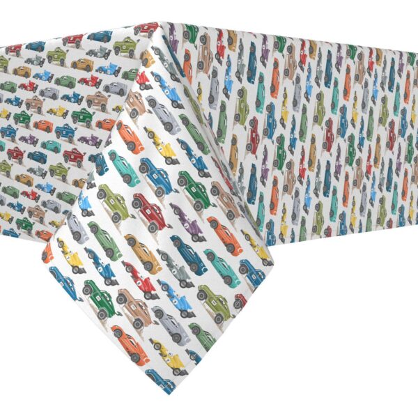 Rectangular Tablecloth, 100% Cotton, 60x104 , Colorful Speed Racers