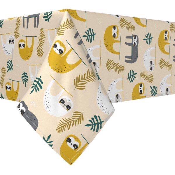 Rectangular Tablecloth, 100% Cotton, 52x120 , Sloths Hanging Around