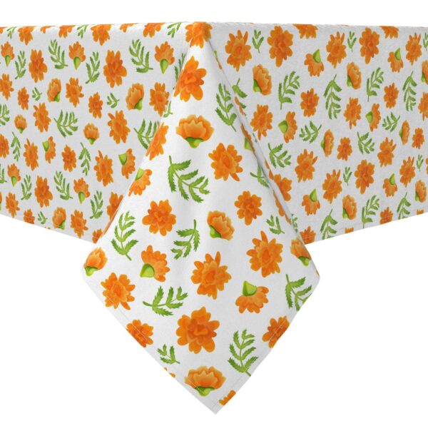 Rectangular Tablecloth, 100% Cotton, Orange Marigolds