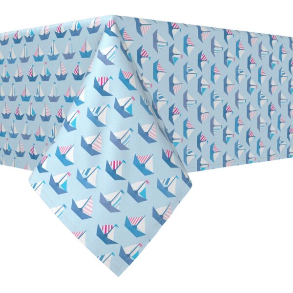 Rectangular Tablecloth, 100% Cotton, 52x84 , Paper Sailboats