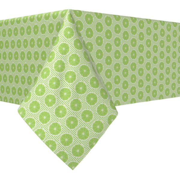 Rectangular Tablecloth, 100% Cotton, 52x84 , Limes and Green Stripes