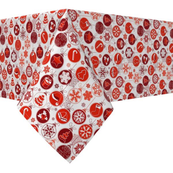 Rectangular Tablecloth, 100% Cotton, 60x120 , Red Holiday Ornaments