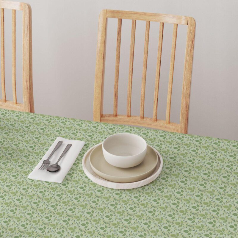 Rectangular Tablecloth, 100% Cotton, 60x104 , Green Leaves Ornaments - Image 4