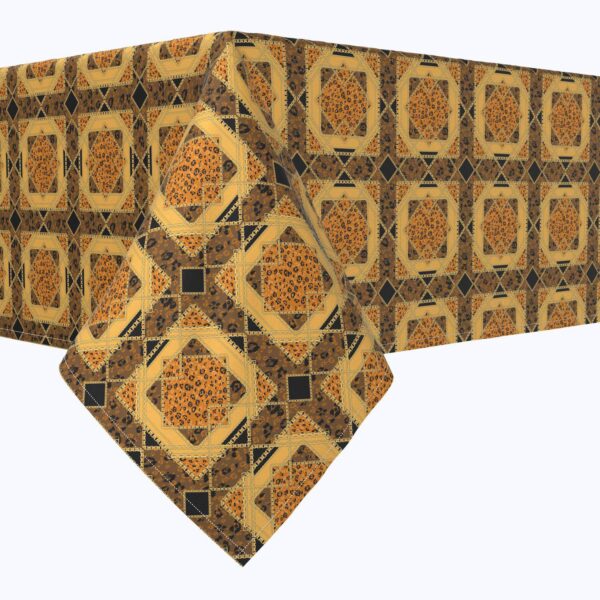 Rectangular Tablecloth, 100% Polyester, 60x120 , Golden Chains and Animal Prints