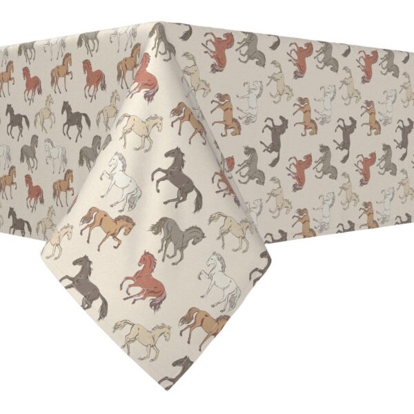 Rectangular Tablecloth, 100% Cotton, 60x84 , Wild Horses