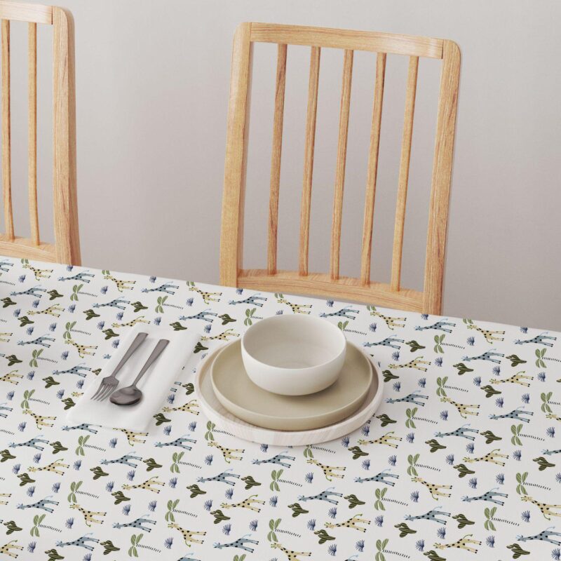 Rectangular Tablecloth, 100% Polyester, 60x104 , Giraffe Wild Life - Image 4