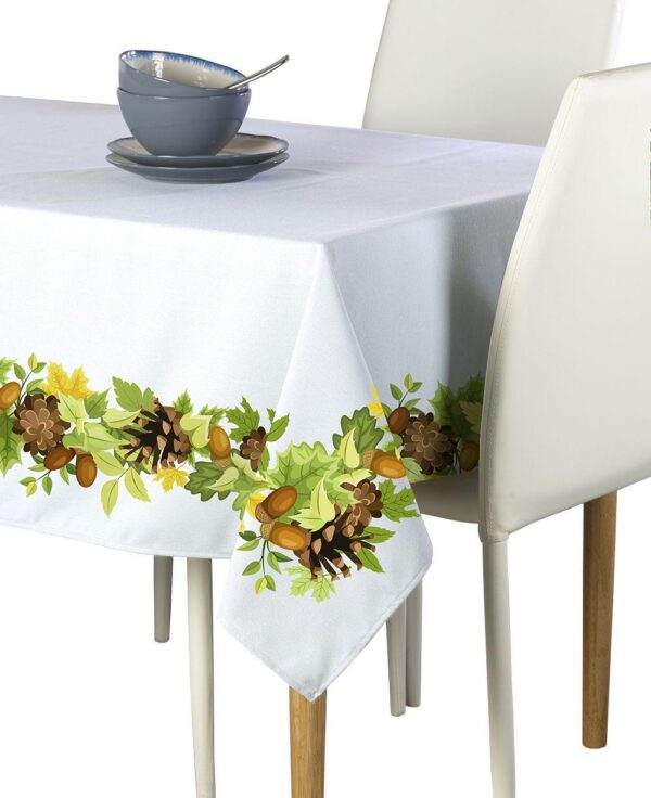 Rectangular Tablecloth, 100% Polyester, 60x104 , Pinecones Leaves Garland