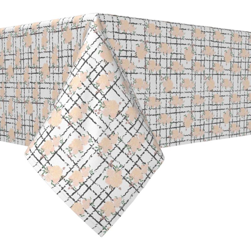 Rectangular Tablecloth, 100% Cotton, 52x120 , Simple Floral Check