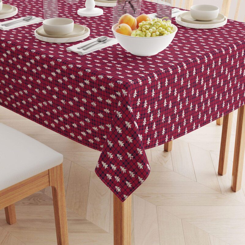 Rectangular Tablecloth, 100% Polyester, 60x84 , Holiday Woodland Plaid - Image 2